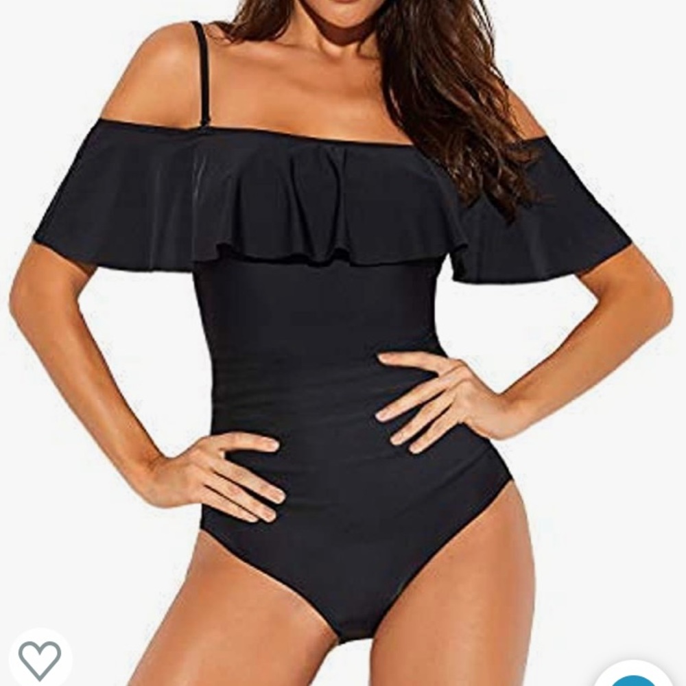 Off The Shoulder One Piece Ruffled Swimsuit